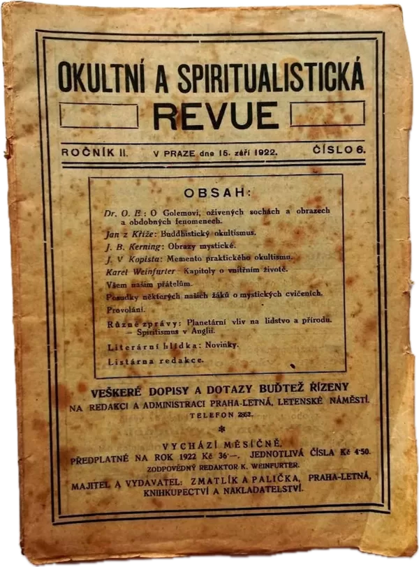 Okultní a spiritualistická revue, 1922, 6(2)