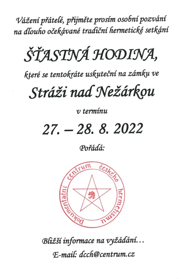 Pozvánka na ŠH VII ve Stráži nad Nežárkou, 2022